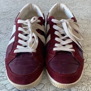 Armani maroon red nylon and suede street sneakers University of Alabama colors